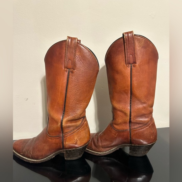 Vintage Frye Western Boots Mens Size 8.5D Brown Leather Cowboy 2356 Pull On - Picture 5 of 9